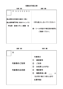 ロボコン往復はがき記入例