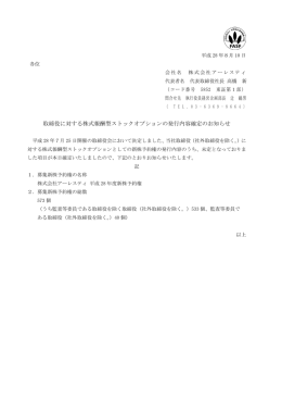 取締役に対する株式報酬型ストックオプションの発行内容