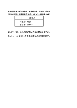 エントリーが少ないので追加申込み受付けます。