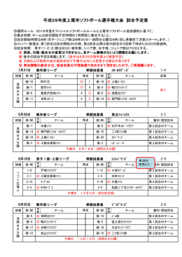 平成28年度上尾市ソフトボール選手権大会 試合予定表