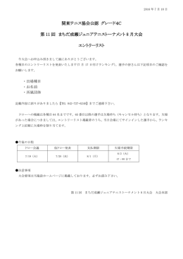 関東テニス協会公認 グレード4C 第 11 回 まちだ成瀬ジュニアテニス