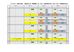 テニスコート 使用予定表 平成28年 8月 利用時間 1日～15日 午後7時