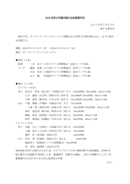 世界大学射撃選手権選手団