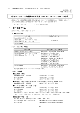 1．発行プログラム 給与システム 社会保険改正対応版（Ver.H27.40）の