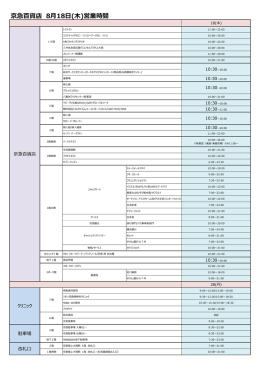 京急百貨店 8月18日(木)営業時間
