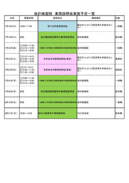 会計検査院 業務説明会実施予定一覧