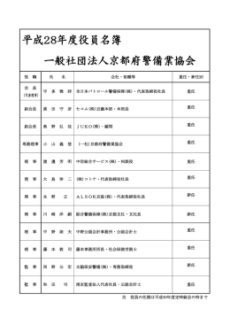 平成28年度役員名簿 一般社団法人京都府警備業協会