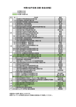 年間大会予定表（京都・奈良合併版）