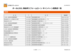 オールLIXIL 無金利リフォームローン キャンペーン提携店一覧