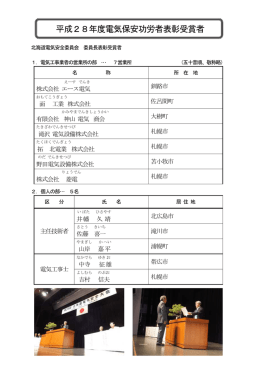 平成28年度電気保安功労者表彰受賞者