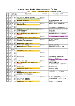 2016-2017年度(第57期) 岡谷ロータリークラブ予定表