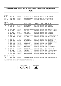 U-19日本代表【2016SBSカップ国際ユースサッカー