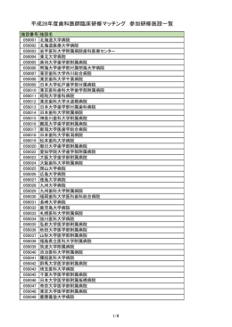 参加施設の一覧を掲載しました。 - 歯科医師臨床研修マッチングプログラム