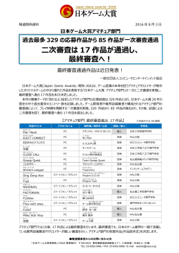 二次審査は 17 作品が通過し、 最終審査へ！