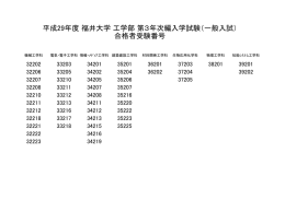 平成29年度 福井大学 工学部 第3年次編入学試験（一般入試） 合格者