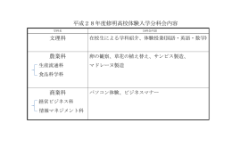 平成28年度修明高校体験入学分科会内容 文理科 農業科 商業科