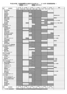 平成28年度 各医療機関のお盆休みのお知らせ