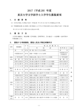 2017(平成29)年度東京大学文学部学士入学学生募集要項