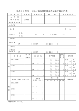 平成28年度 大和村職員採用候補者試験受験申込書