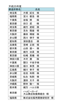 平成25年度 都道府県名 氏名 埼玉県 片桐 紀生 様 福岡県 宮川 朝浩 様