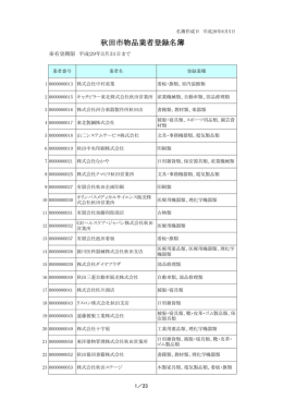 平成26～28年度 秋田市物品業者登録名簿