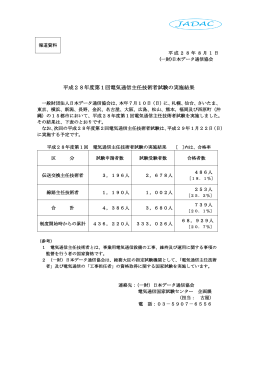 2016.08.01 平成28年度第1回電気通信主任技術者試験の実施結果