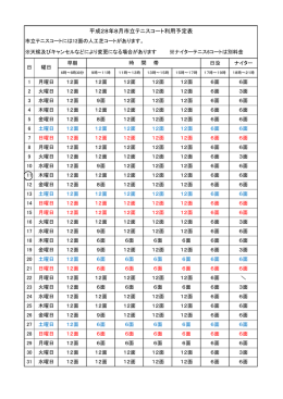 鈴鹿市立テニスコート 8月分  7/6更新