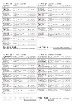 1R 2R 3R 4R 馬名 騎手名 馬主名 「外伯」・馬成績