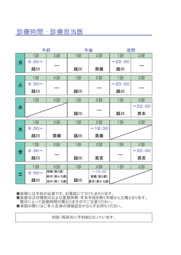 診療時間・診療担当医