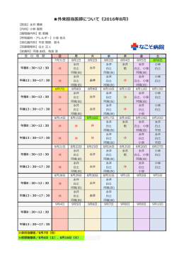 外来担当医師について《2016年8月》