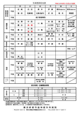 外来医師担当表（pdf） - 横浜新都市脳神経外科病院