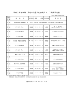 平成28年8月 深谷市花園文化会館アドニス利用予定表