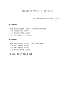 第22回中国中学生ホッケー選手権大会