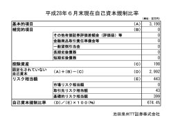 平成28年6月末現在自己資本規制比率
