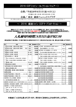 入札締切り時間：8月5日(金)PM2：00