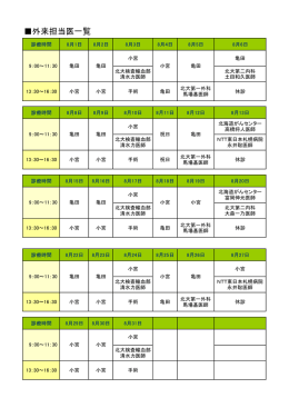 外来担当医一覧