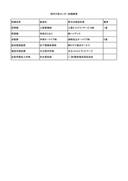 設備名称 製造社 保守点検契約者 備考 昇降機 三菱電機   三菱