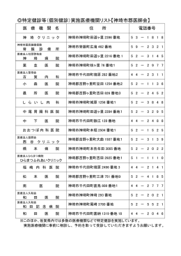 特定健診等（個別健診）実施医療機関リスト【神埼市郡医師会】