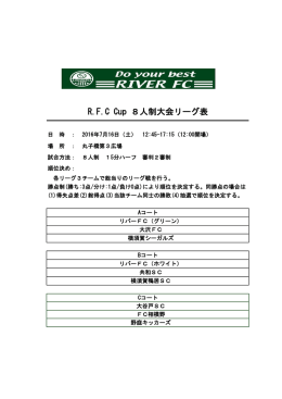 R.F.C Cup 8人制大会リーグ表