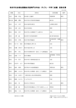 秋田市社会福祉審議会児童専門分科会（子ども・子育て会議）委員名簿