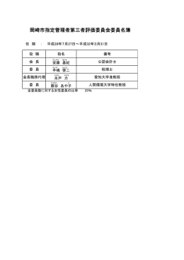 岡崎市指定管理者第三者評価委員会委員名簿