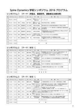Spine Dynamics 学術シンポジウム 2016 プログラム