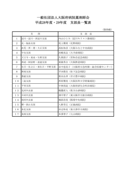 平成28年度・29年度 支部長一覧表 一般社団法人大阪府病院薬剤師会