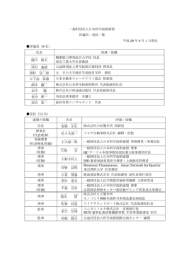 一般財団法人日本科学技術連盟 評議員・役員一覧 平成 28 年 8 月 1 日