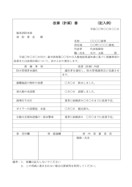 改善（計画）書 （記入例）
