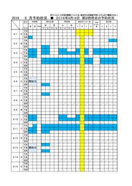 9 月予約状況 2016