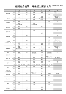 8月の担当医表 - 座間総合病院