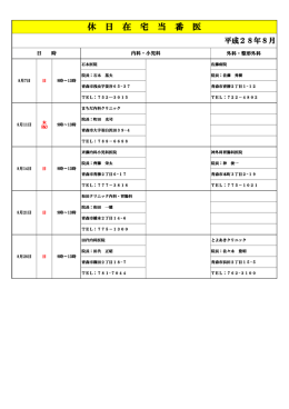 休 日 在 宅 当 番 医