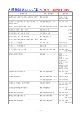 各種相談窓口のご案内(事件・事故は110番)