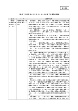 参考資料 これまでの研究会におけるEコマースに関する議論の概要